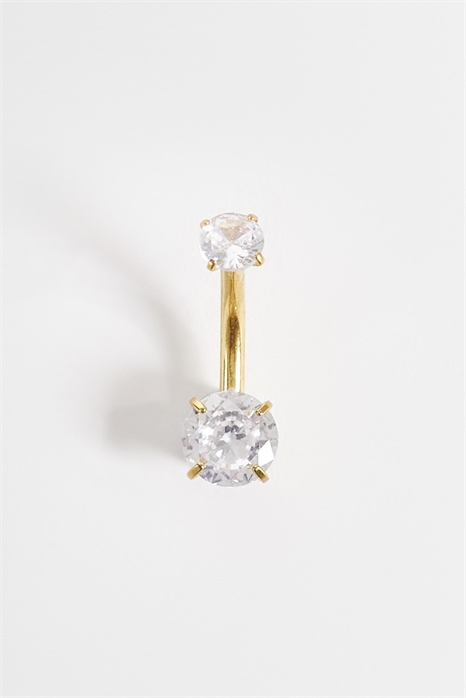 Позолоченный стальной пирсинг для пупка с драгоценными камнями артикул 148077066