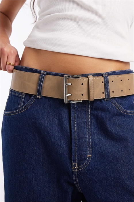 Пояс с низкой посадкой и двойной квадратной пряжкой артикул 152378837