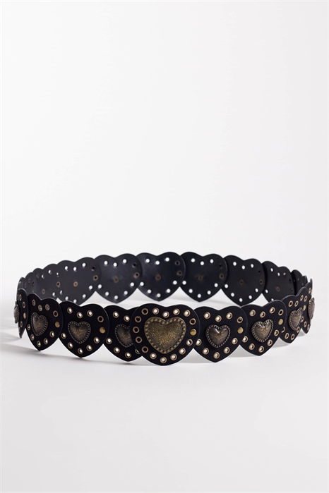 Пояс на талии и бедрах с диском в форме сердца из искусственной замши, украшенным заклепками артикул 152378853