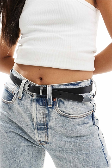 Кожаный ремень Valarie в стиле вестерн с серебряной пряжкой артикул 136176496