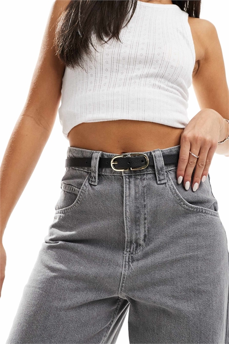 Ремень с двойной пряжкой под кожу золотого цвета артикул 136174434