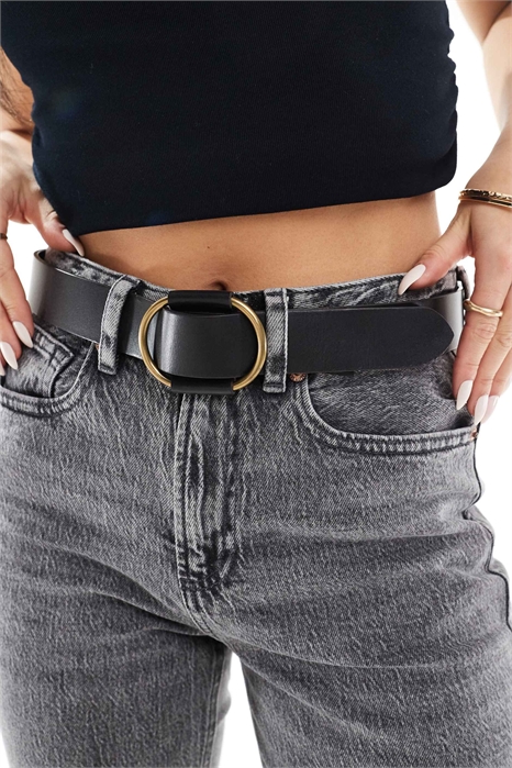 Кожаный ремень с круглой пряжкой артикул 139983644