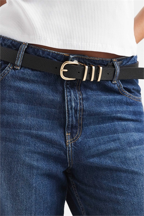 Ремень с золотой пряжкой «Pieces Curve» артикул 152631372