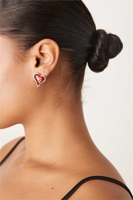 Серьги-гвоздики с изображением сердца артикул 152119089