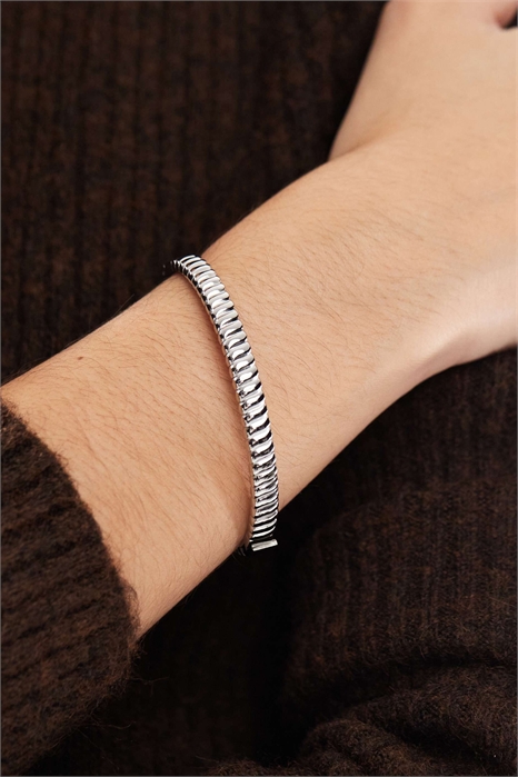 Водонепроницаемый браслет из нержавеющей стали с ребристой поверхностью артикул 151745679