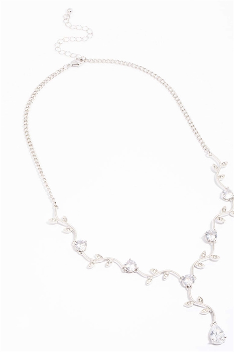 Серебряное колье в форме буквы Y с цветочными элементами из кубического циркония артикул 150793311
