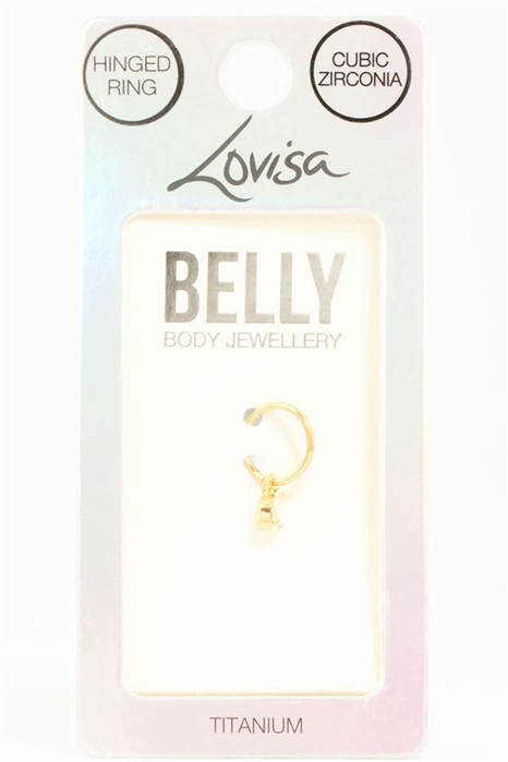 Пирсинг для пупка с подвеской из титана с позолотой и кубическим цирконием артикул 153375559