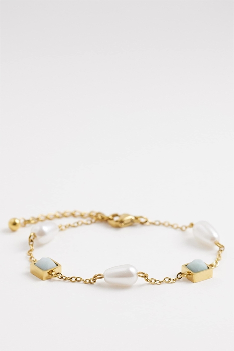 Браслет из нержавеющей стали с подвеской из синего камня и жемчужиной артикул 154100807