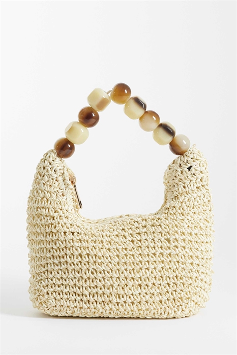 Сумка-клатч из соломы с ручкой в виде шарика из смолы артикул 153575198