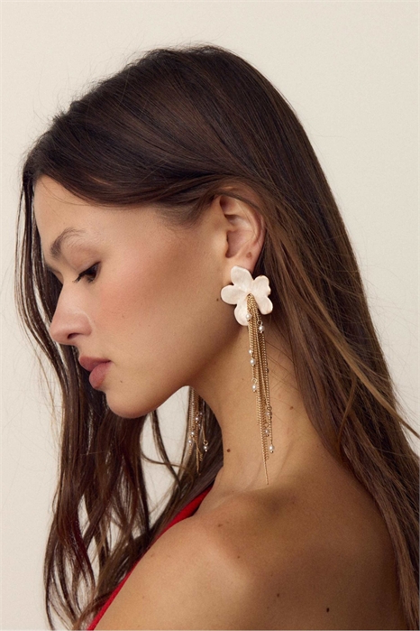 Серьги-каскад с эмалевыми цветочками артикул 155576300