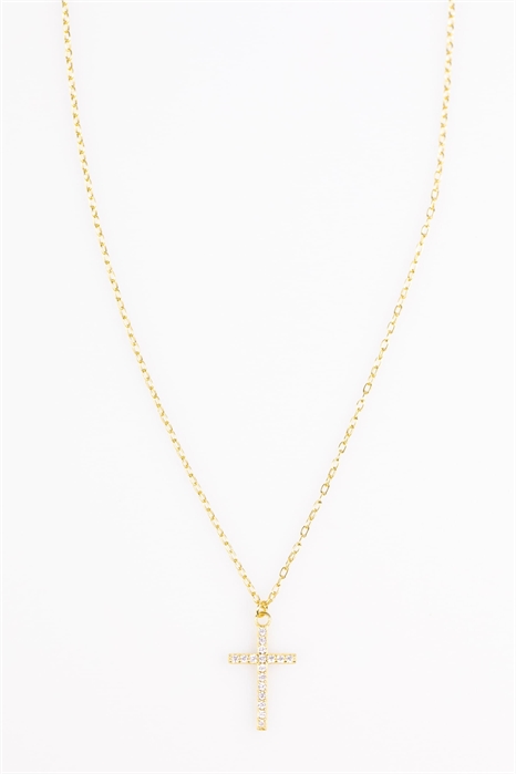 Колье с подвеской в виде креста из стерлингового серебра с паве-оправой, покрытое золотом артикул 147883206