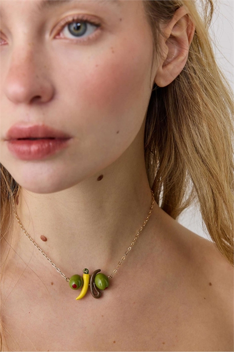 Набор из 2 оливковых колье в золотом исполнении артикул 155663789