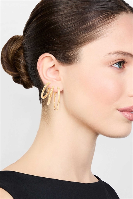 Набор из 3-х больших базовых сережек-колец Lovisa из нержавеющей стали с водостойким золотым покрытием артикул 150794158