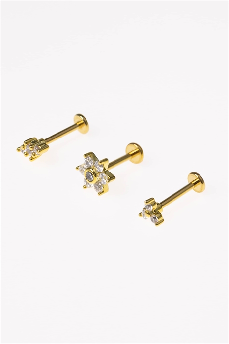 Набор сережек с плоской застежкой в виде цветка из хирургической стали артикул 149976318