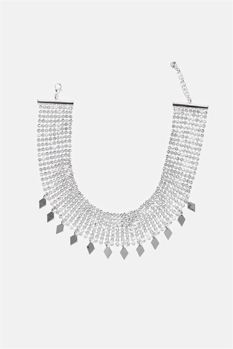 Колье-чокер с подвеской из стразов серого цвета артикул 154895193