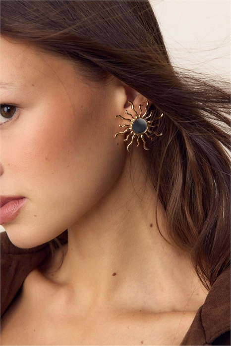 Серьги «Зеркальный эффект» с солнечным мотивом, золотые артикул 155576275