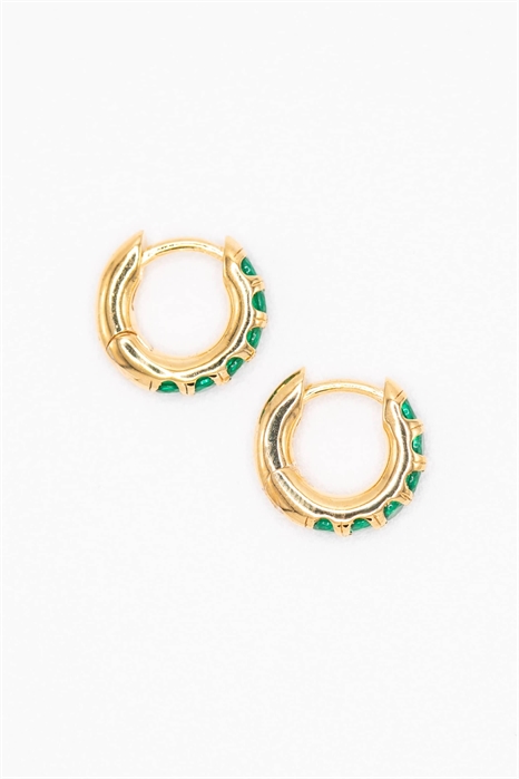 Серьги-кольца с цирконами, покрытые золотом артикул 150089650