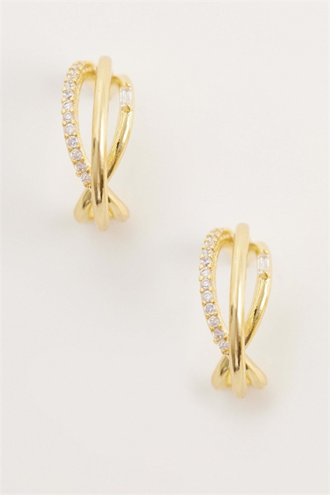 Серьги-кольца с тройной иллюзией из смешанного паве артикул 153816905