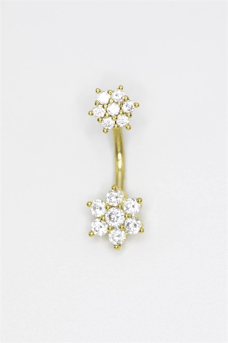 Позолоченный титановый пирсинг для пупка в форме цветка артикул 149668174