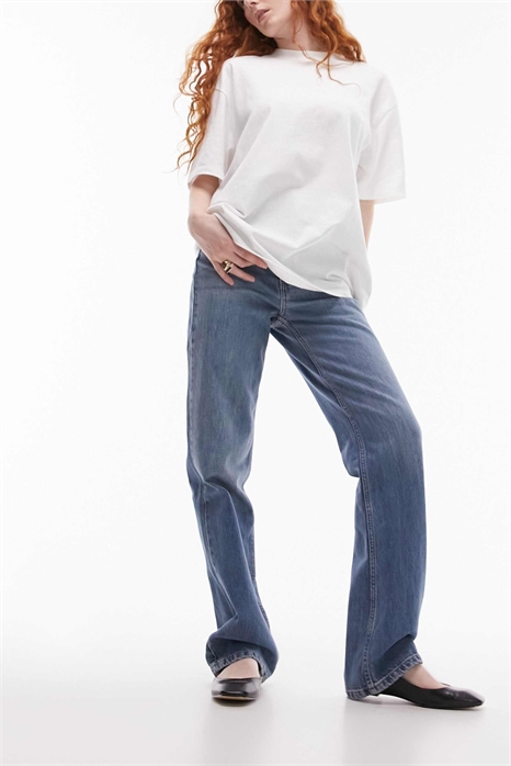 Короткие джинсы прямого кроя с высокой талией артикул 130915076