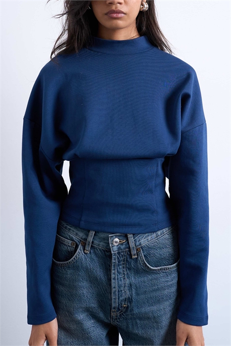 Топ с корсетом, застежкой-молнией и длинными рукавами артикул 151749568