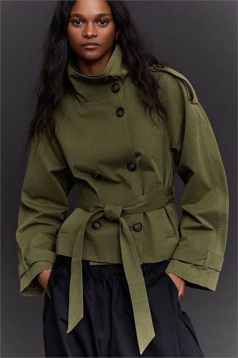 Тренч с воротником-воронкой артикул 155444261