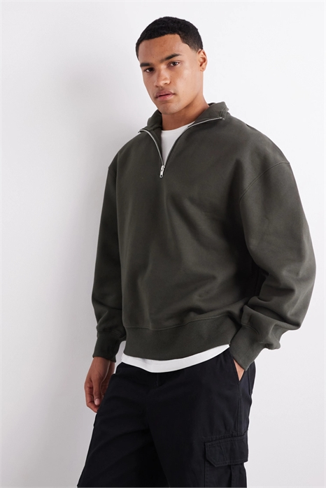 Высококачественная кофта с четвертью молнии и увеличенным кроем, плотность ткани 400 г/м² артикул 148068380