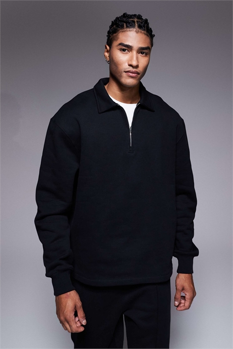 Свитшот премиум-класса с воротником и застежкой-молнией на четверть длины артикул 151669140