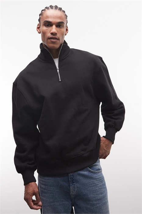 Высококачественная кофта свободного кроя с застежкой-молнией на 1/4 длины, плотность ткани 400 г/м² артикул 146890065
