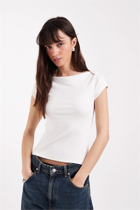 Детская футболка с коротким рукавом и лодочным вырезом артикул 151480999