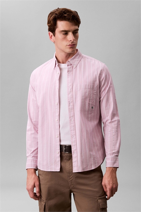 Рубашка-оксфорд с широкими полосками артикул 151339421