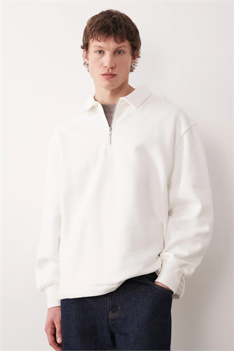 Свитшот свободного кроя с воротником и застежкой-молнией артикул 150368836