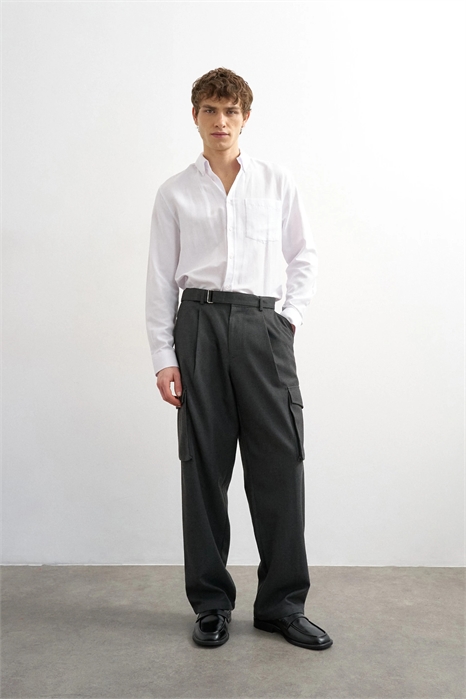 Элегантные брюки с широкими брючинами, поясом и боковыми карманами артикул 152941533