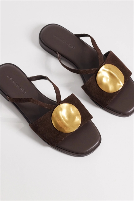 Сандалии-слипоны из натуральной замши с металлическими вставками артикул 153682460