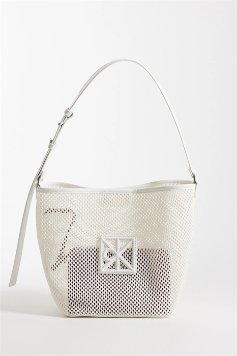 Сумка-ведро из джинсовой ткани с эмблемой-логотипом и кошельком артикул 154172939