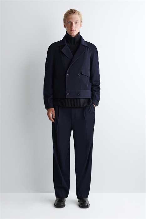 Плиссированные брюки с прямыми штанинами из шерстяного бленда артикул 1294427001