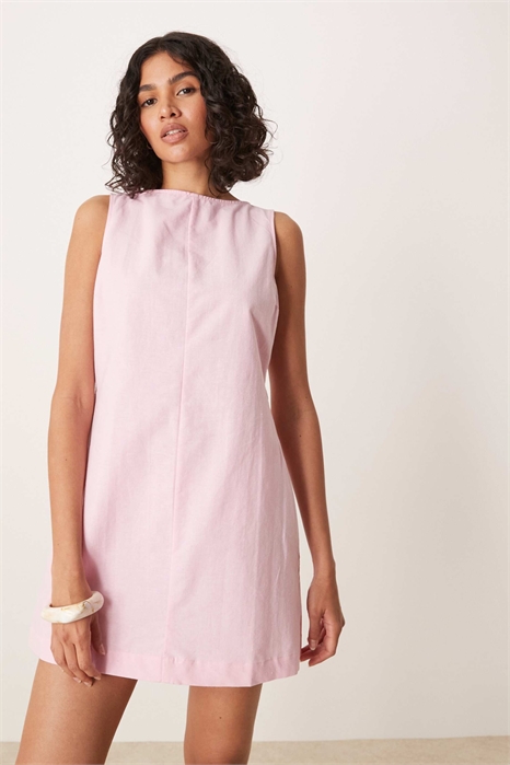 Мини-платье-футляр из хлопка и льна с V-образным вырезом артикул 145391519