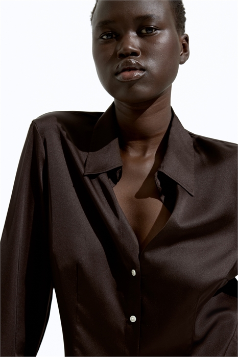 Облегающая рубашка из атласа артикул 1280837002