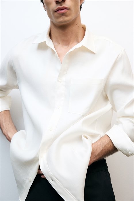 Рубашка из смешанного льна, прямой крой артикул 1332245003