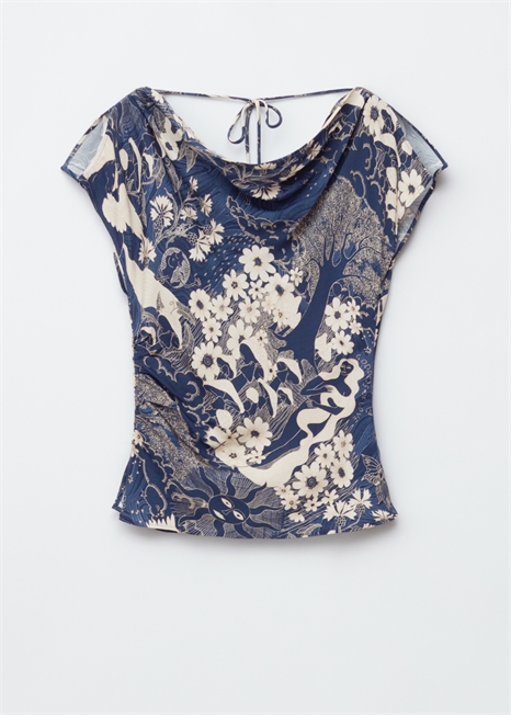 Топ с драпировкой на коровьем вырезе артикул 1282653001