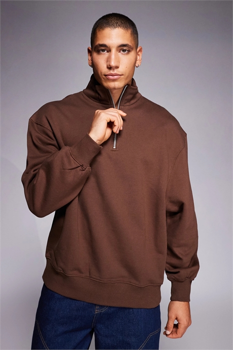 Свитшот премиум-класса из плотной ткани с длинным рукавом и застежкой-молнией на четверть длины артикул 150267651
