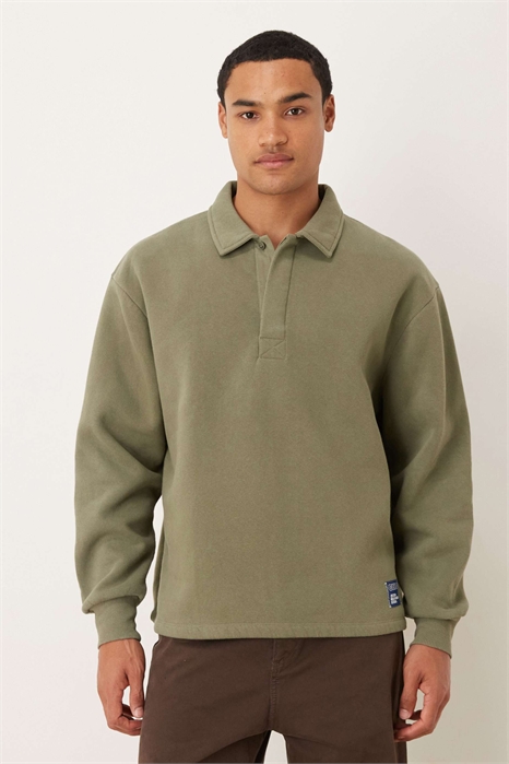 Свободная толстовка в стиле поло с тканой нашивкой с логотипом артикул 151669152