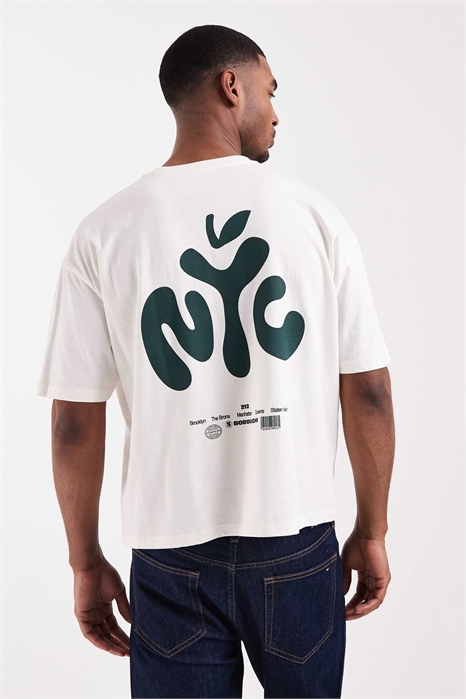 Объёмная футболка свободного кроя с принтом в виде надписи «NYC» в стиле «бабл» артикул 156249773