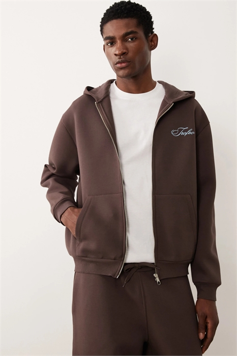 Свободная толстовка с капюшоном на молнии из ткани типа «скаба» с вышивкой co-ord артикул 155723982