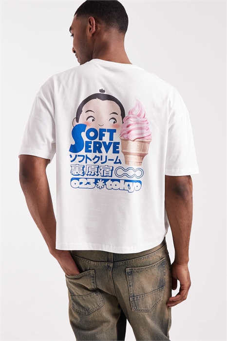 Объёмная футболка свободного кроя с рисунком мороженого артикул 156249542