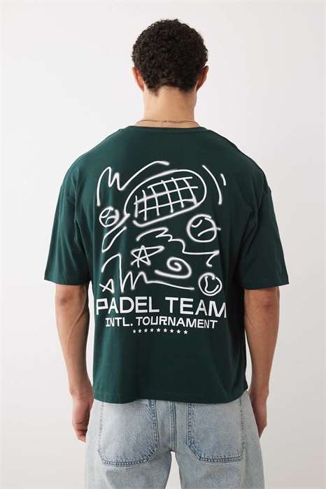 Объёмная футболка свободного кроя с принтом в стиле падель артикул 155972967