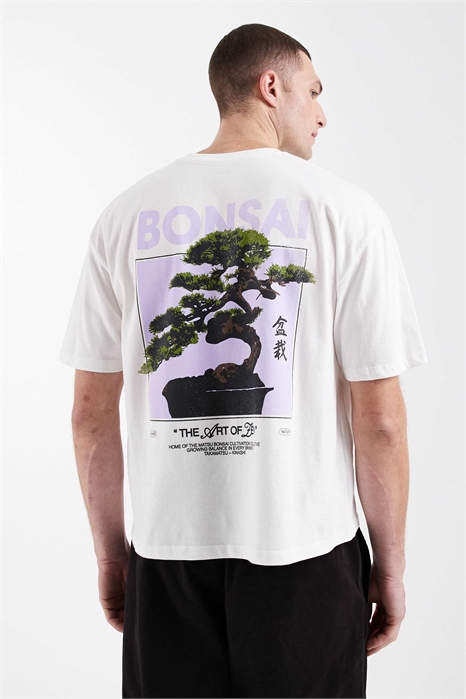 Объёмная футболка свободного кроя с принтом в виде бонсай артикул 155676886