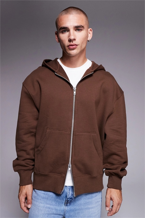 Капюшонная кофта премиум-класса из плотной ткани большого размера на молнии артикул 148068369