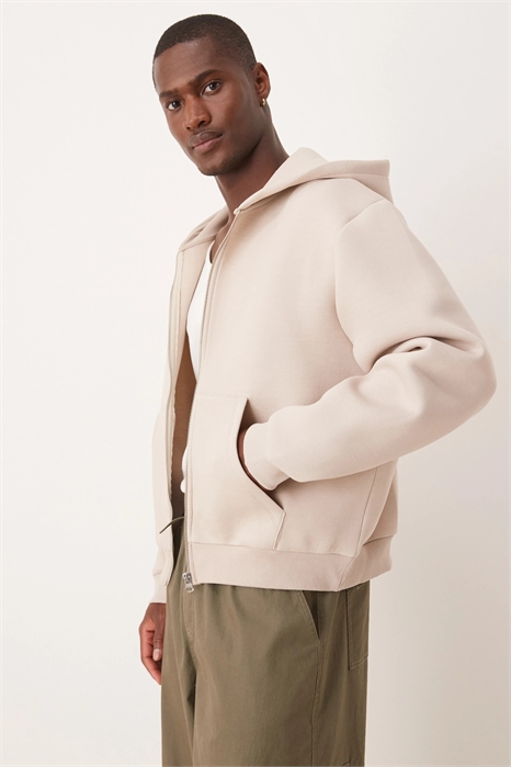 Свободная толстовка с капюшоном и застежкой-молнией из плотной ткани артикул 142328894