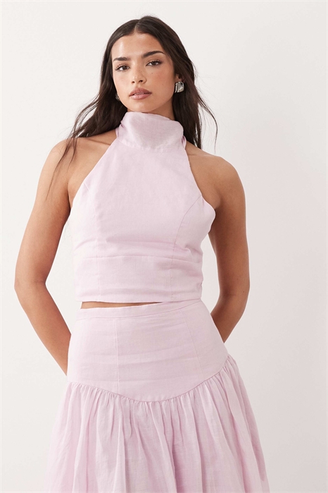 Хлопковый укороченный топ с высоким вырезом за шеей от Harlow co-ord артикул 153757155